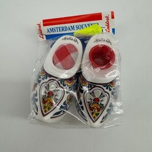 Holland Souvenir Clogs Wooden Shoes with Windmill Design